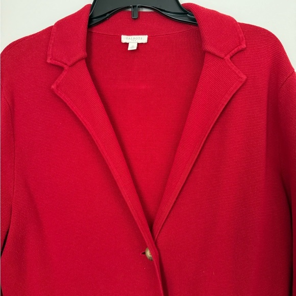 Talbots Notch Collar Knit Sweater Blazer RED Women’s M Academic, Career, Festive - Picture 5 of 10